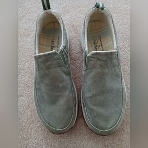 LL Bean Sunwashed Canvas Slip On Shoes-Womens Size 8M Green. FL